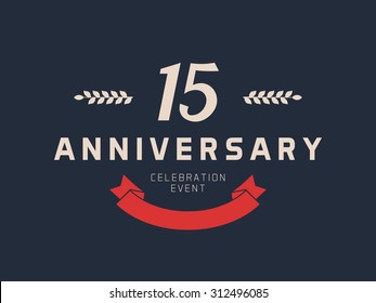 Fifteen years anniversary celebration logotype. 15th anniversary logo.