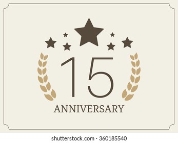 Fifteen years anniversary celebration logotype. 15th anniversary logo.