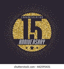 Fifteen years anniversary celebration logotype. 15th anniversary logo.