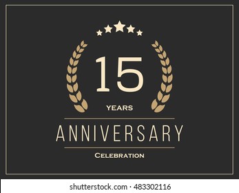 Fifteen  years anniversary celebration logotype. 15th anniversary logo. Vector illustration.