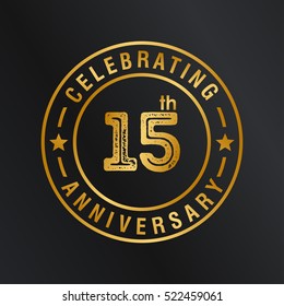 Fifteen years anniversary celebration logotype. 15th year anniversary logo collection. Anniversary label. Anniversary logo template. Anniversary sign. Vector Illustration