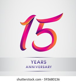 fifteen years anniversary celebration logotype colorfull design, 15th birthday logo on white background