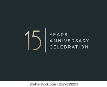 Fifteen years celebration event. 15 years anniversary sign. Vector design template.