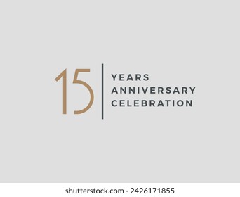 Fifteen years celebration event. 15 years anniversary sign. Vector design template.