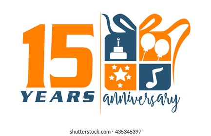 Fifteen Years Gift Box Ribbon Anniversary 
