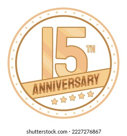 fifteenth anniversary golden badge icon