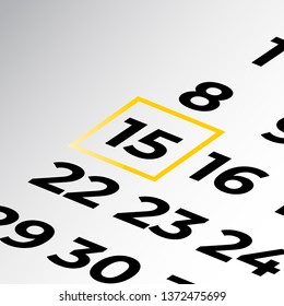 fifteenth day of the calendar vector, isometric calendar 