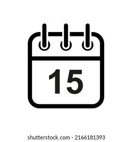 Fifteenth Day Icon Symbol Vector Calendar For Illustration Web Design Element, Logo, App, UI, EPS10.