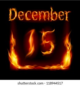 Fifteenth December in Calendar of Fire. Icon on black background