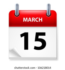 Fifteenth March in Calendar icon on white background
