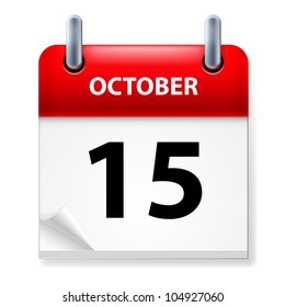 Fifteenth October in Calendar icon on white background