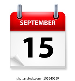 Fifteenth September in Calendar icon on white background