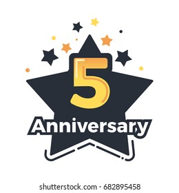 Fifth anniversary badge. 5th anniversary vector design
