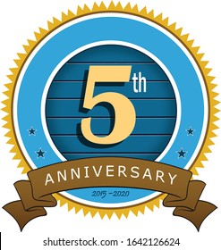 A fifth anniversary logo with a round design.