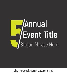 Fifth annual event or summit title starting with a number of order - Cuted number effect - place for slogan