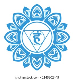 The fifth blue chakra. Meditation, yoga, the energy center of man.