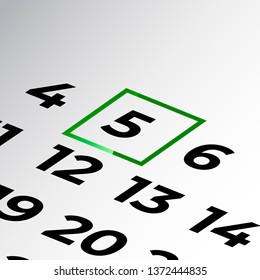 fifth day of the calendar vector, isometric calendar 
