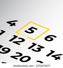 fifth day of the calendar vector, isometric calendar 