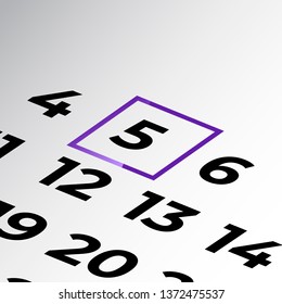 fifth day of the calendar vector, isometric calendar 