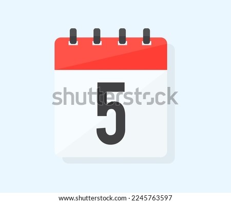 The the fifth day of the month with date 5 logo design. Calendar icon flat day 5. Reminder symbol. Event schedule date. Schedule planning. Meeting appointment time vector design and illustration.

