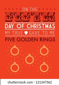 Fifth Day Of The Twelve Days Of Christmas Template Vector/illustration - Five Golden Rings