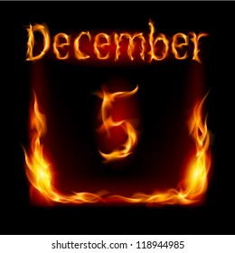 Fifth December in Calendar of Fire. Icon on black background
