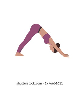 The fifth exercise of the Tibetan gymnastics complex. The woman, on the inhale, raises her pelvis and moves into a pose that forms an angle. The EPS10 vector. Yoga classes at home and in the gym.