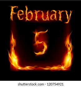 Fifth February in Calendar of Fire. Icon on black background