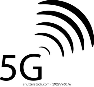 the fifth generation communication standard logo in black and white. 5G