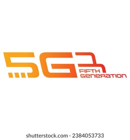 fifth generation mobile internet. orange-red very fast 5G logo. 5G concept for internet, mobile, technology world