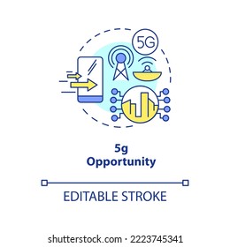 Fifth generation opportunity concept icon. Wireless connection. IoT technology abstract idea thin line illustration. Isolated outline drawing. Editable stroke. Arial, Myriad Pro-Bold fonts used