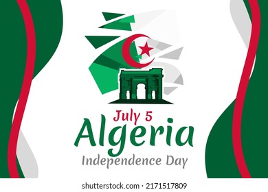 Fifth of July. Independence Day of Algeria vector illustration. Suitable for greeting card, poster and banner.