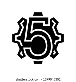 fifth number glyph icon vector. fifth number sign. isolated contour symbol black illustration