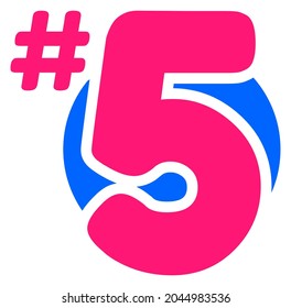 Fifth Place Sign - Amazing vector template of rounded 5th place sign suitable for animation, grade, icon, tournament, sign, ranking, sticker, template design assets, decoration, and illustration 