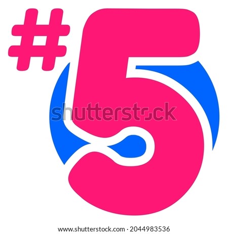 Fifth Place Sign - Amazing vector template of rounded 5th place sign suitable for animation, grade, icon, tournament, sign, ranking, sticker, template design assets, decoration, and illustration 