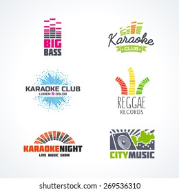 Fifth Set Of Dj Music Equalizer Logo Vector.