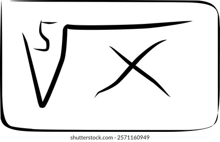 fifth square root mathematical symbol in Doodle style