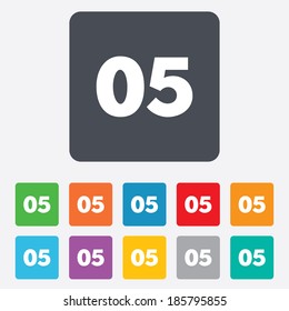 Fifth step sign. Loading process symbol. Step five. Rounded squares 11 buttons. Vector