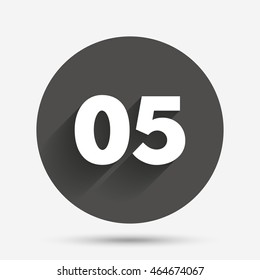Fifth step sign. Loading process symbol. Step five. Circle flat button with shadow. Vector