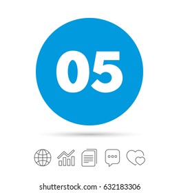 Fifth step sign. Loading process symbol. Step five. Copy files, chat speech bubble and chart web icons. Vector