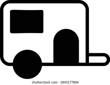 Fifth wheel trailers Sign, Recreational Vehicle Concept, Outdoor and Picnic Family Transport Vector Glyph Icon Design, Campervan Concept,