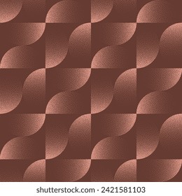 Fifties Sixties Retro Style Seamless Pattern Trend Vector Brown Abstract Background. 50s 60s 70s Graphic Halftone Art Illustration for Textile Print. Endless Cool Abstraction Wallpaper Dotwork Texture