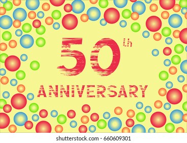 fiftieth anniversary with colorful bubbles