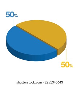 fifty fifty 50 50 3d Isometric pie chart diagram for business presentation. Vector infographics illustration eps.