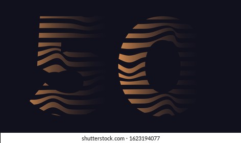 Fifty 50 number vector font alphabet, modern dynamic luxury flat design for your unique elements design ; logo, corporate identity, application, creative poster & more 