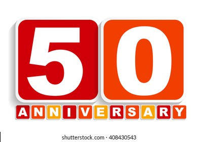 Fifty 50 Years Anniversary Label Sign for your Date. Vector Illustration EPS10