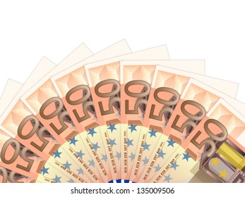 Fifty banknotes on a white background. Vector illustration.