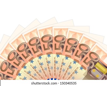 Fifty banknotes on a white background. Vector illustration.