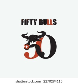 cincuenta toros.
en forma de números y la cabeza de un toro.
puede utilizarse en logotipos, camisetas y otros.