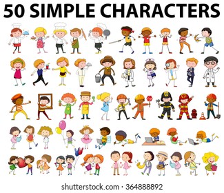 Fifty different type of people illustration